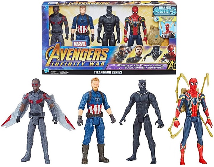Avengers Infinity War Sada 4 Figurek 30 cm Černý Panter Iron Spider Kapitan Amerika Falcon od Hasbro