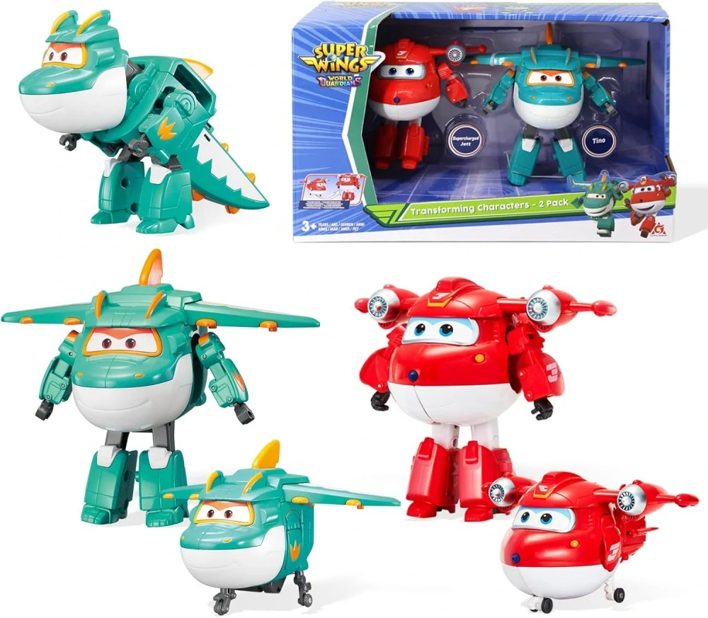 Super Wings - Sada 2 Transformujících vozidel - Jett a Tino Dino od Alpha Group