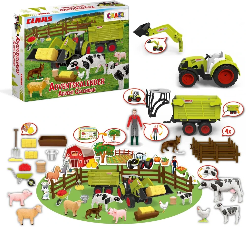 Craze CLAAS adventní kalendář Farma s traktorem a zvířátky