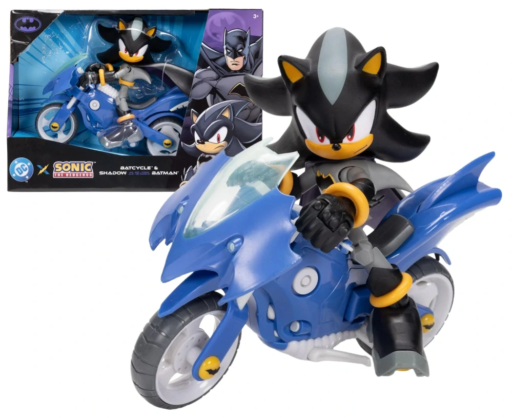 Originální pohyblivá figurka 13 cm ze filmu Sonic 3, SHADOW X BATMAN s motocyklem