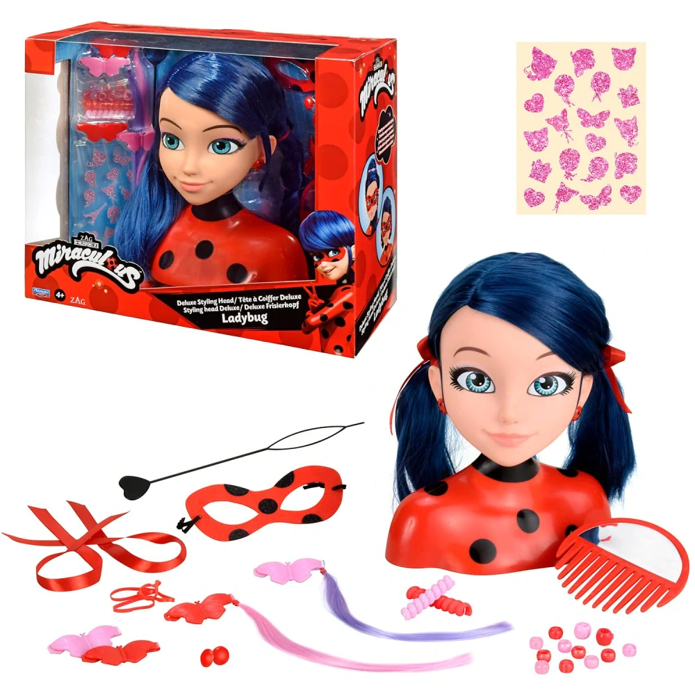 MIRACULOUS Magická Beruška Hlava pro styling účesů Česání Marinette