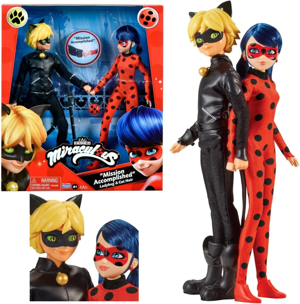 Sada 2 Panenek Miraculous Kouzelná Beruška Marinette a Černý kocour Adrien od Playmates Toys