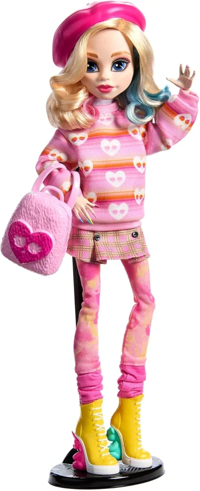 Mattel Panenka Monster High X Wednesday Enid Sinclair v růžovém outfitu HXJ05