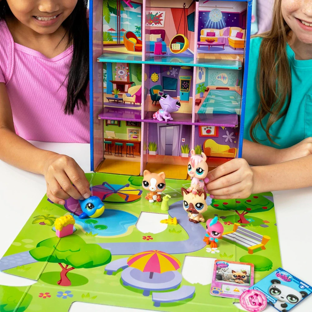 Bandai Littlest Pet Shop Sada 6 figurek s hotelem pro zvířata Hotel