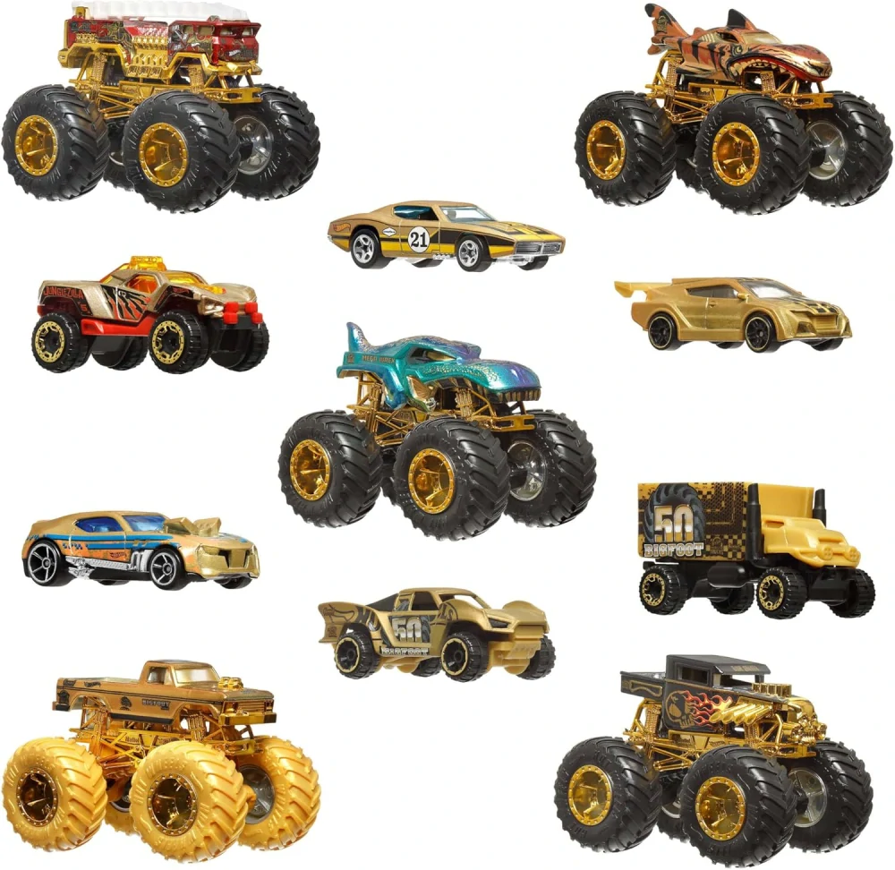 Hot Wheels Sada 11 autíček Monster Truck Champions Trophy JDW07 od Mattel
