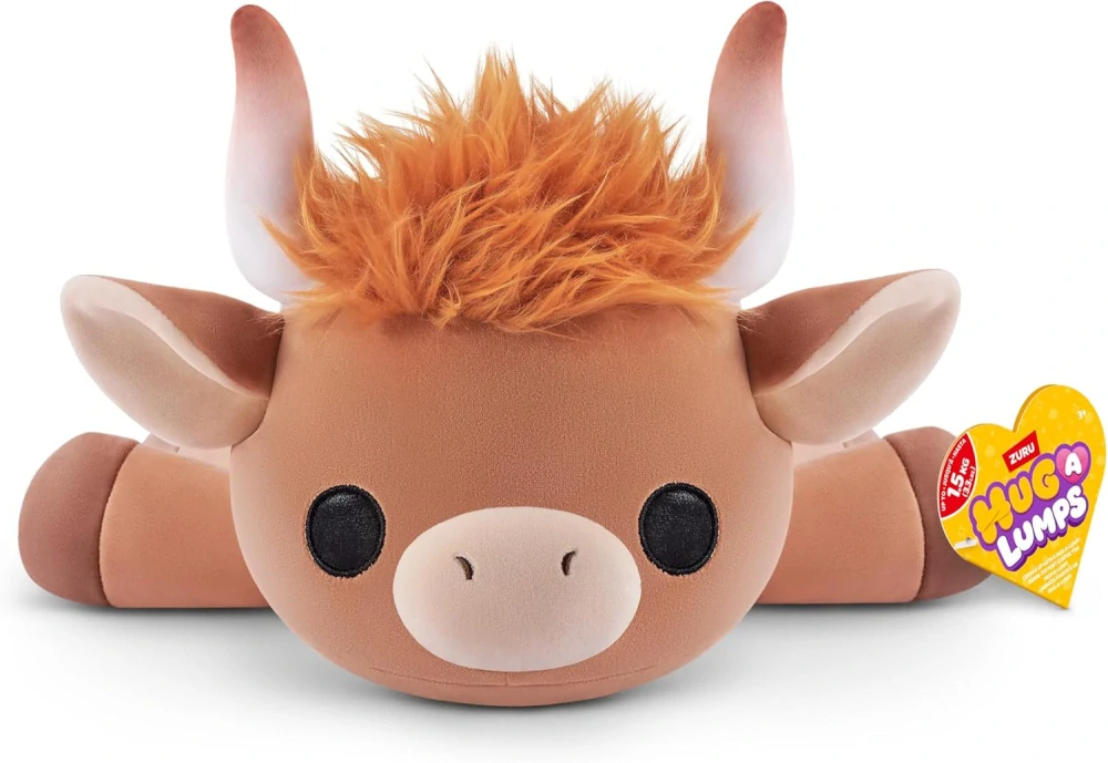 ZURU Velká Plyšová Skotská kráva náhorní skot 1,5 kg - Zatížený Plyšák Zátěžový Hug a Lumps