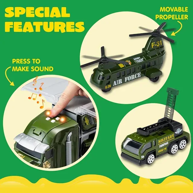 Nákladní auto + 12 ks vojenských vozidel + 12 vojáků Joyin