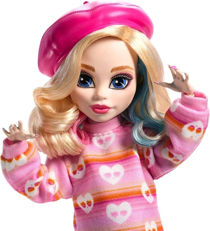 Mattel Panenka Monster High X Wednesday Enid Sinclair v růžovém outfitu HXJ05
