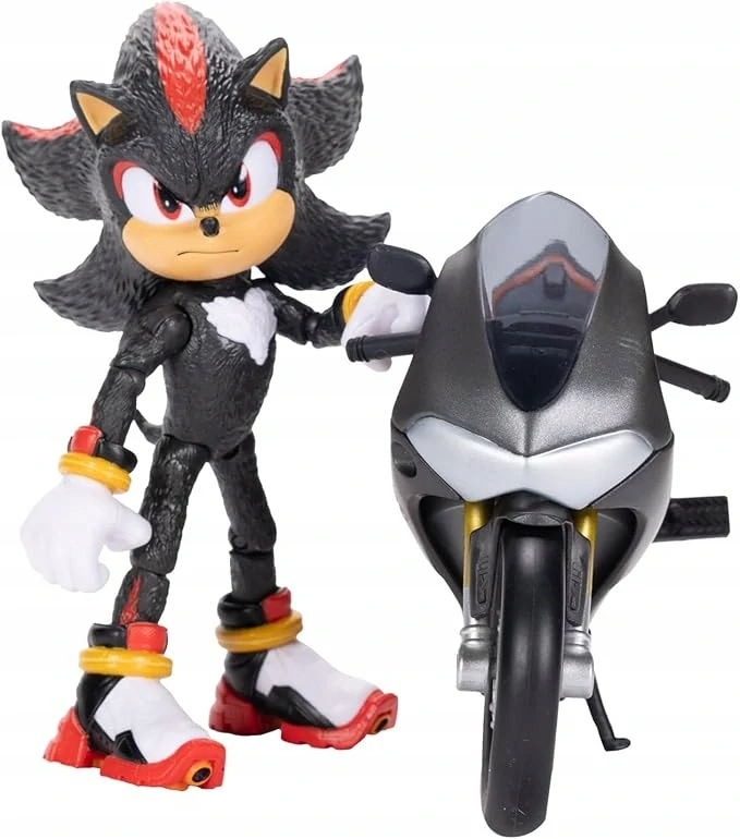 Originální pohyblivá figurka 13 cm ze filmu Sonic 3, SHADOW s motocyklem