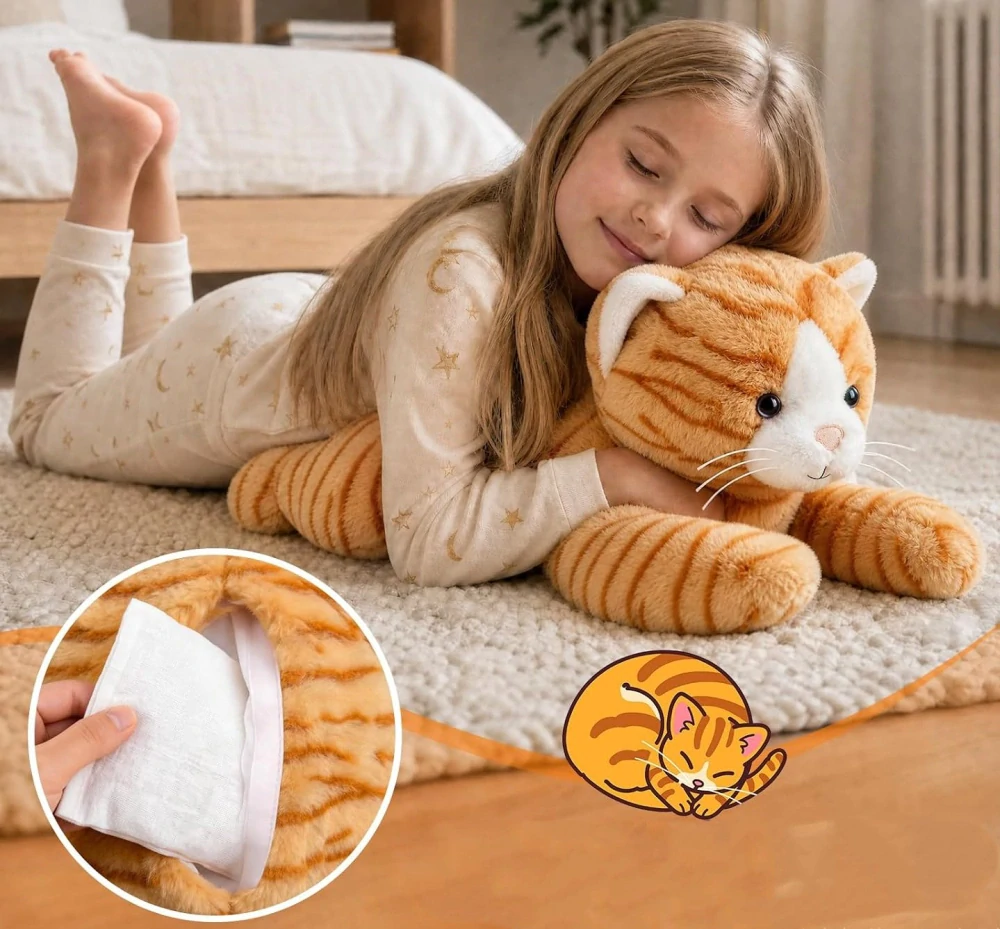 Velká Plyšová Kočka zatížená 2 kg - Zátěžový Plyšák 63 cm 