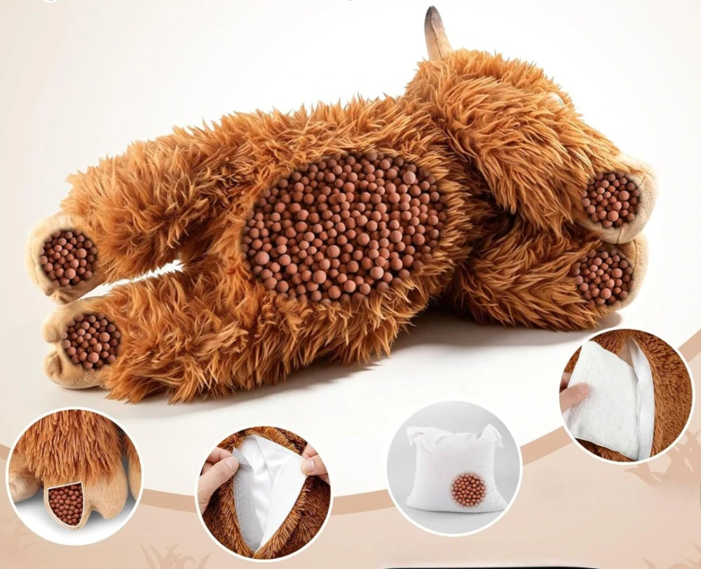 Velká Plyšová Skotská Krava zatížená 2,2 kg - Zátěžový Plyšák 57 cm