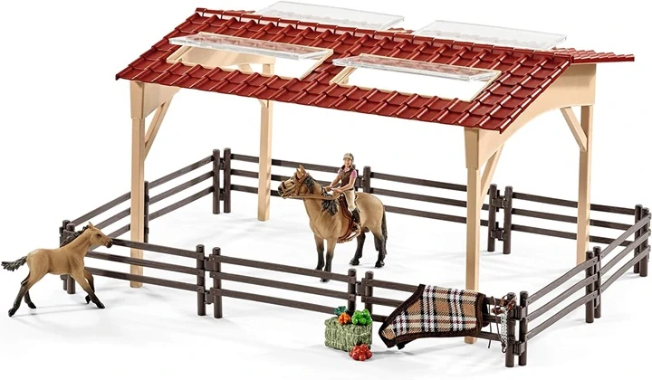 Schleich 42195 Velká Stáj s koňmi a příslušenstvím