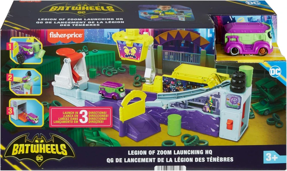 Batwheels DC dráha s odpalovací rampou a vozídlem Jokera Fisher-Price HNP07