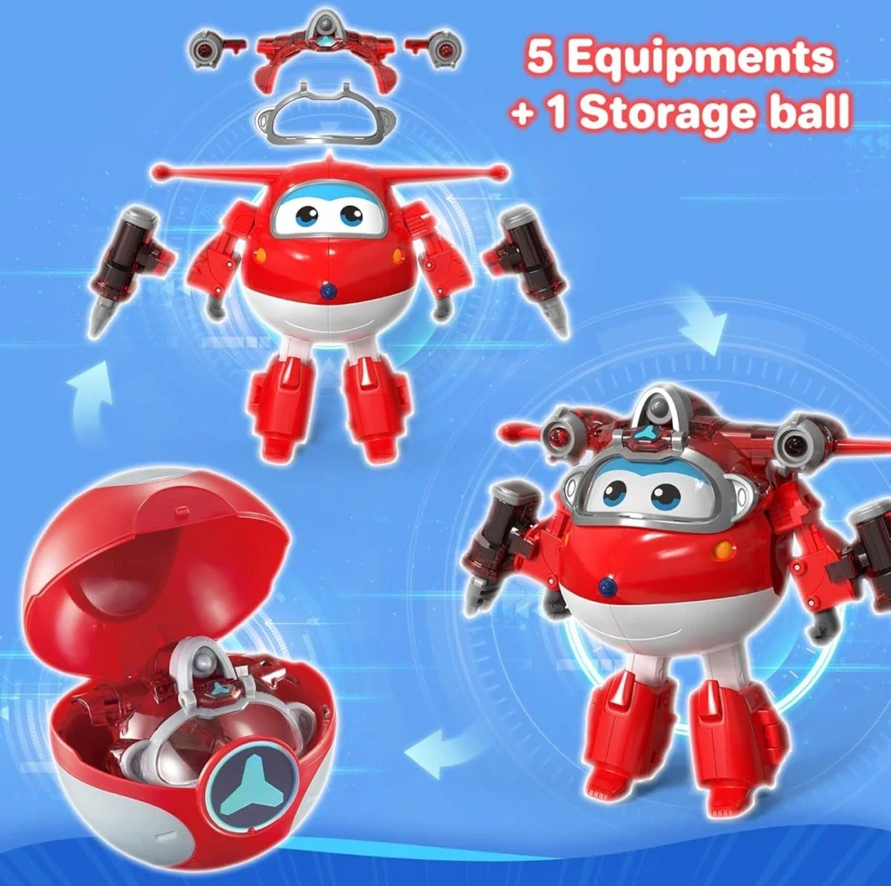 Super Wings - Transformující vozidlo Jett + koula na vybavení od Alpha Group