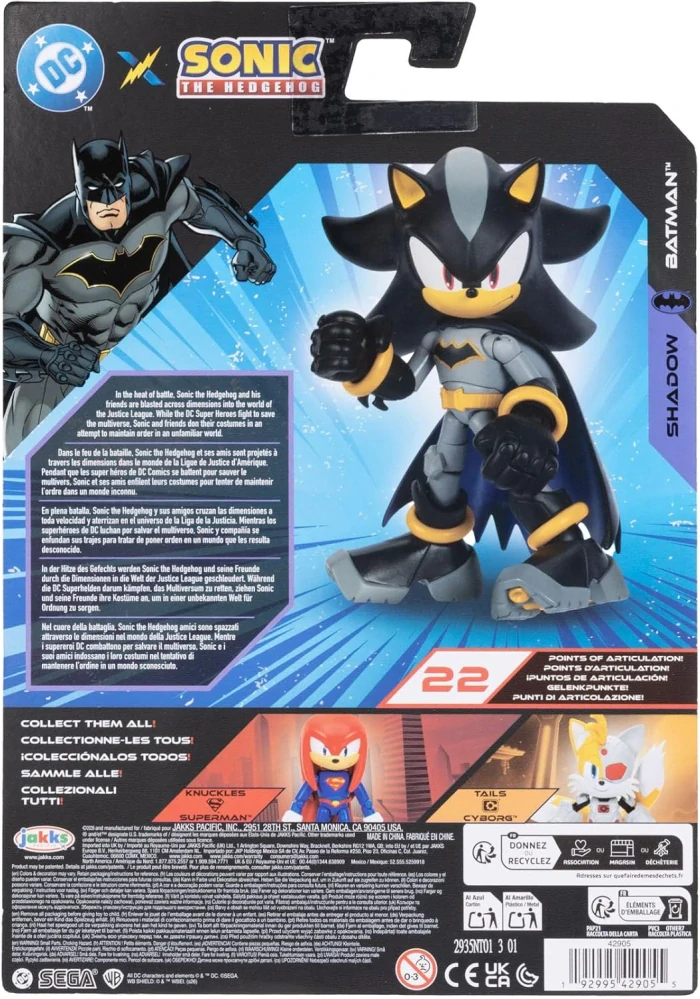 Sonic Hedgehog Film Originální pohyblivá akční figurka SHADOW x BATMAN 13 cm