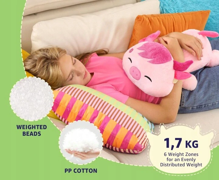 Velká Plyšová Růžová Krava - Zatížený Plyšák Zátěžový 1,7 kg