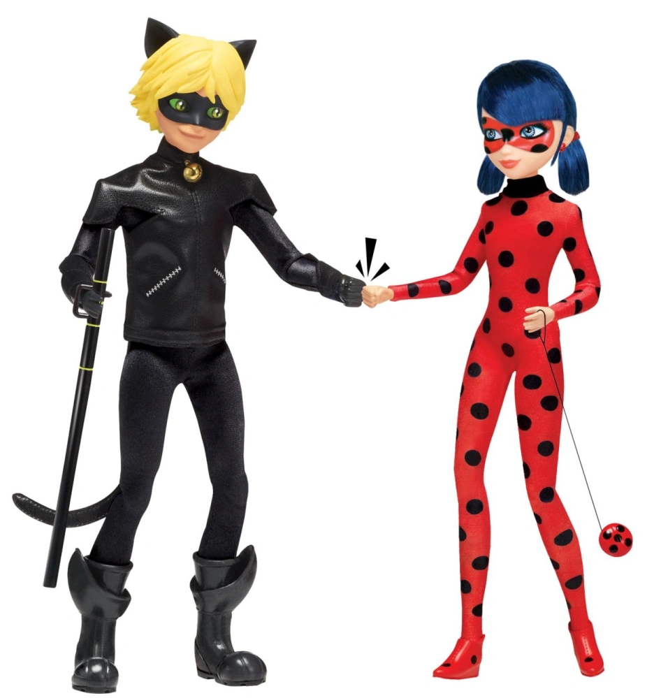 Sada 2 Panenek Miraculous Kouzelná Beruška Marinette a Černý kocour Adrien od Playmates Toys