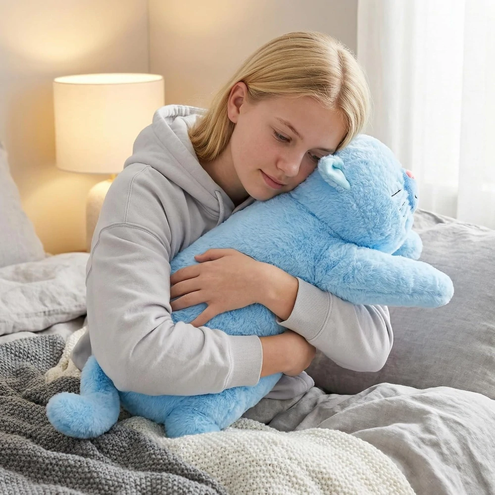 Velká Plyšová Kočka zatížená 2 kg - Termoplyšová hračka - Zátěžový Plyšák 53 cm 