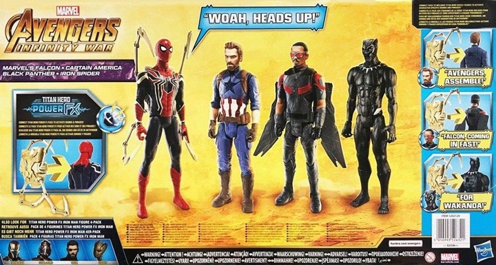 Avengers Infinity War Sada 4 Figurek 30 cm Černý Panter Iron Spider Kapitan Amerika Falcon od Hasbro