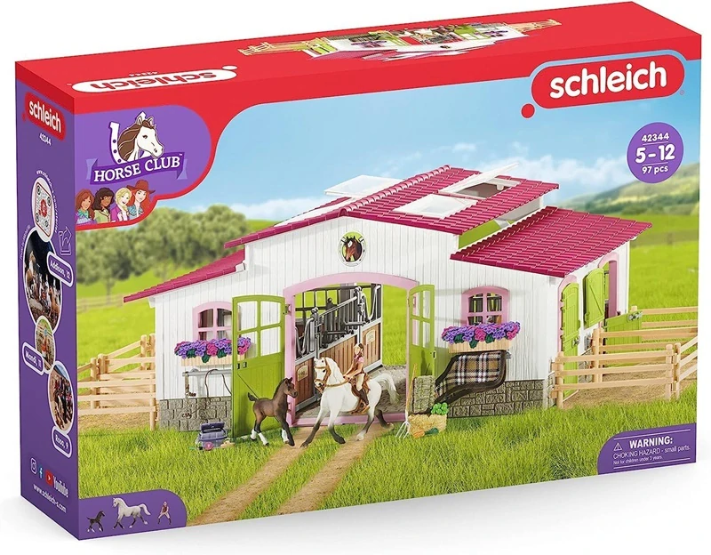 Schleich 42344 Velká Stáj s koňmi a příslušenstvím