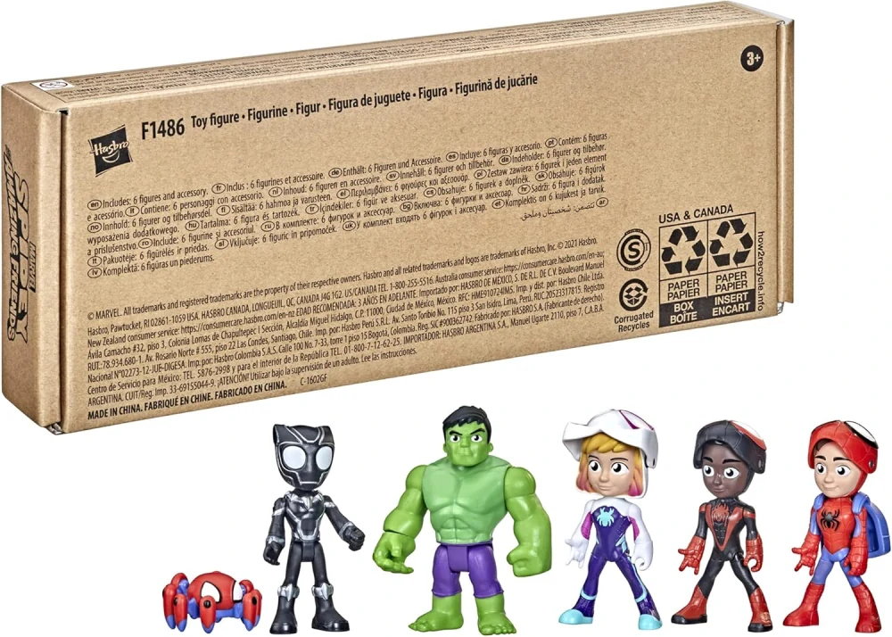 Hasbro Figurky Spidey Hulk Panther Miles Morales Ghost - Sada 6 ks figurek