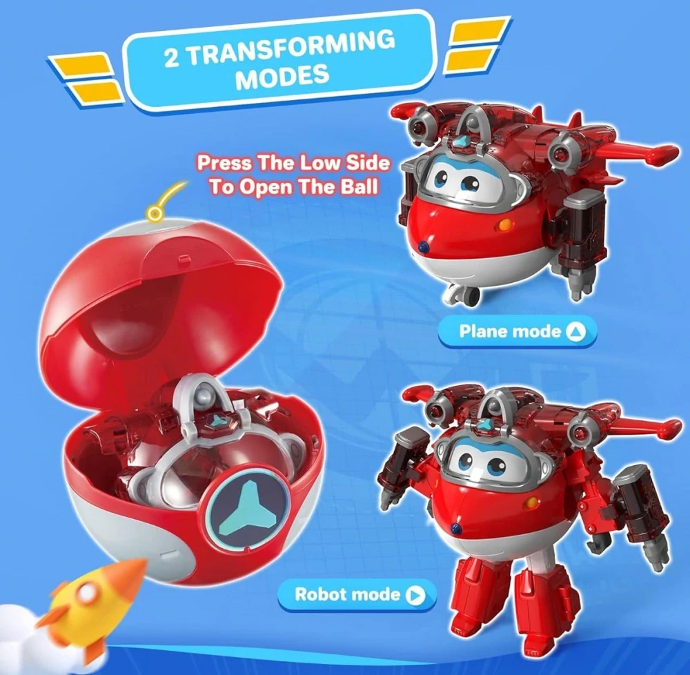 Super Wings - Transformující vozidlo Jett + koula na vybavení od Alpha Group