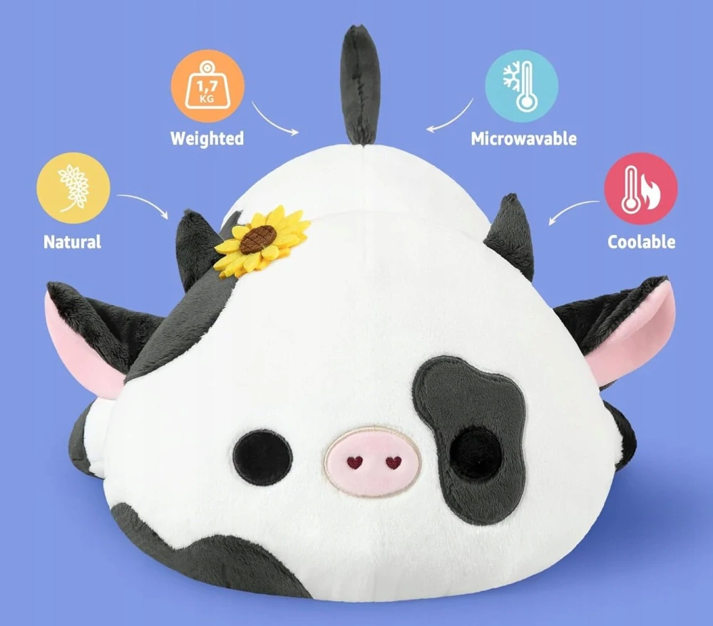 Velká Plyšová Krava - Zatížený Plyšák Zátěžový 1,7 kg