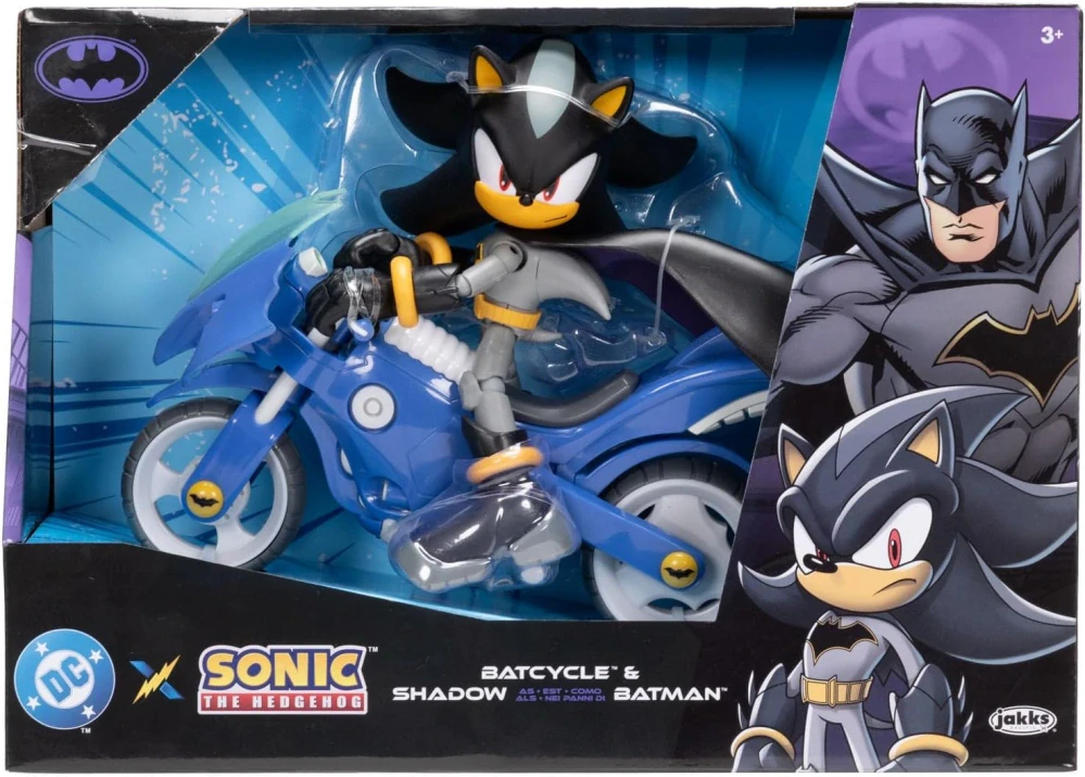 Originální pohyblivá figurka 13 cm ze filmu Sonic 3, SHADOW X BATMAN s motocyklem