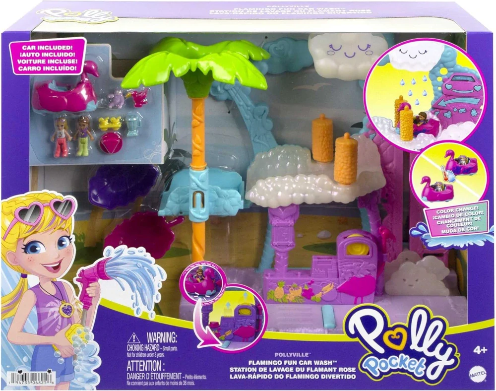 Mattel Polly Pocket Pollyville Zábavná automyčka Plameňák