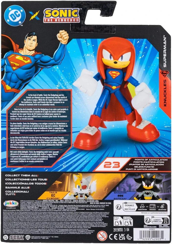 Sonic Hedgehog Film Originální pohyblivá akční figurka KNUCKLES x SUPERMAN 13 cm