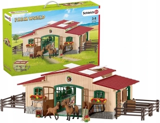 Schleich 42195 Velká Stáj s koňmi a příslušenstvím
